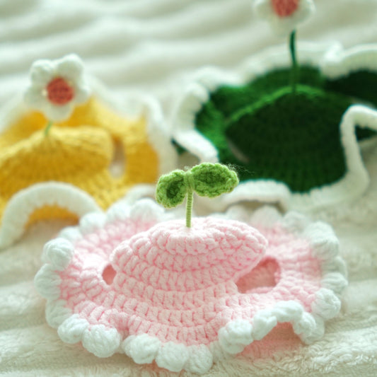 Hand Knit Flower Hat
