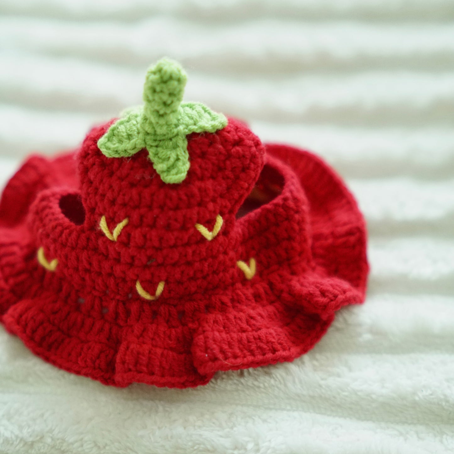 Hand Knit Strawberry Hat