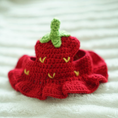 Hand Knit Strawberry Hat