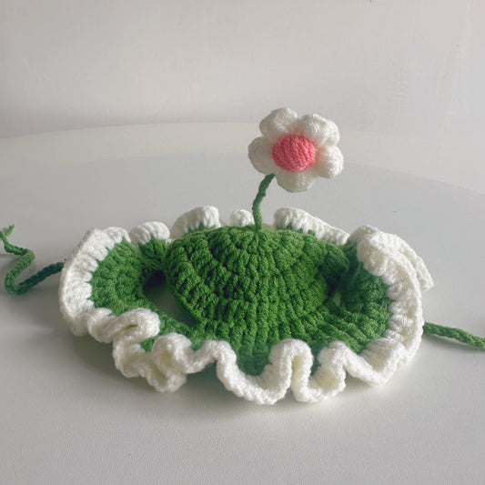 Hand Knit Flower Hat